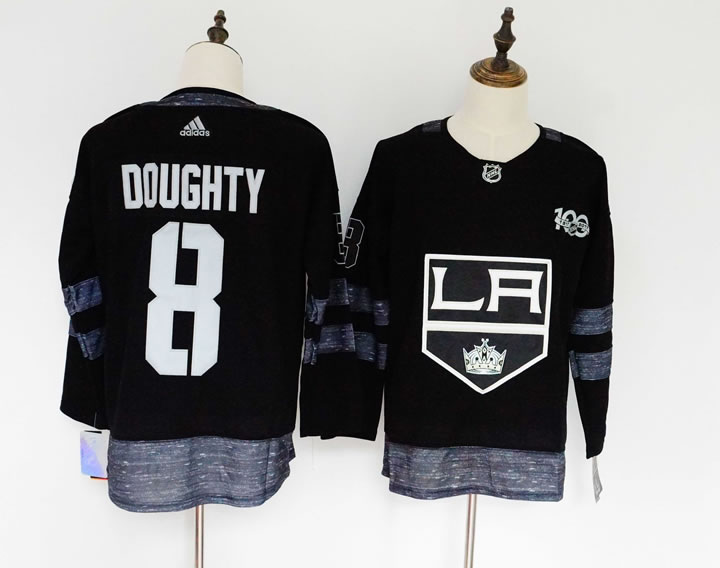 Kings 8 Drew Doughty Black 1917-2017 100th Anniversary Adidas Stitched Jersey